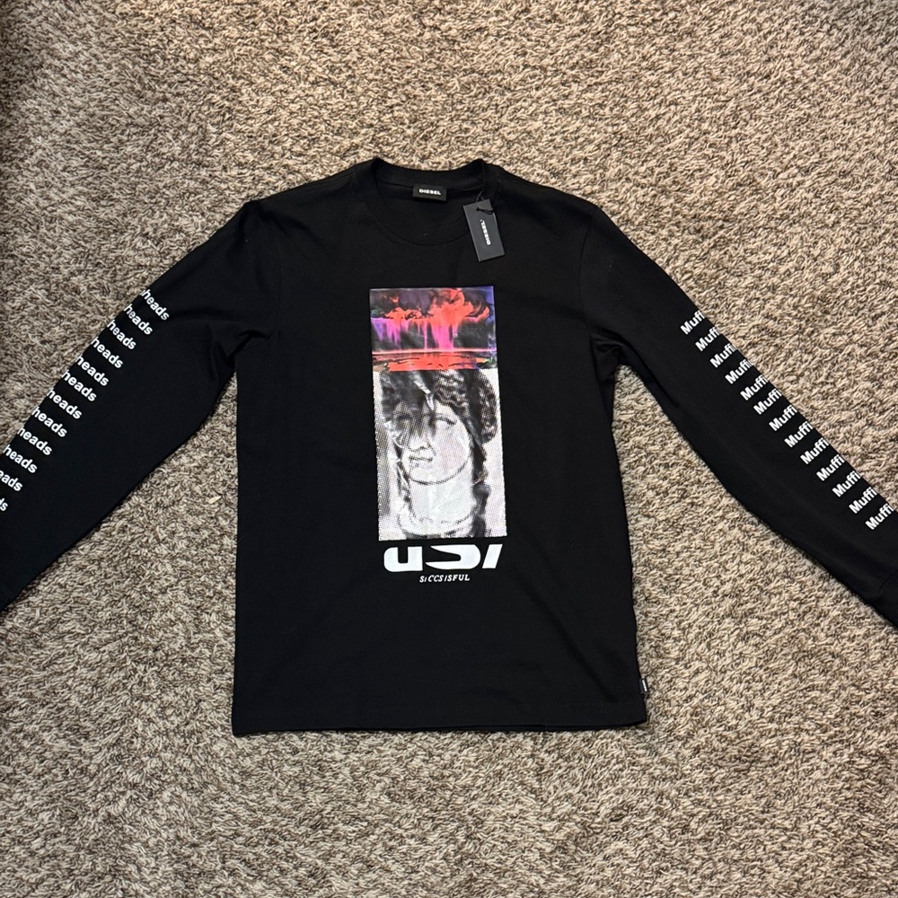 Diesel Black Long Sleeve Shirt with Graphic Print